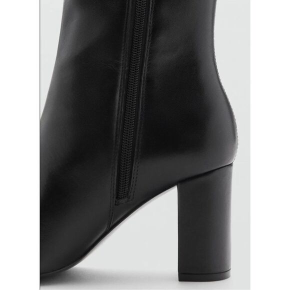 MNG BY MANGO $219 LEATHER HIGH HEEL TALL BOOTS SZ 38 US 7.5 - Picture 4 of 6